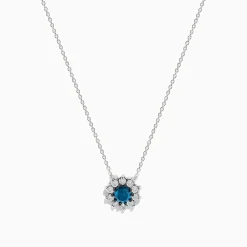 Necklaces & Pendants|Effy Jewelry Bella Bleu 14K White Gold Blue and White Diamond Pendant 1.60 TCW