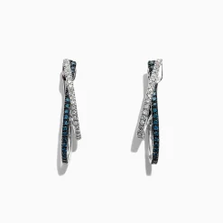 Earrings|Effy Jewelry Bella Bleu 14K White Gold Blue and White Diamond Earrings, 0.58 TCW