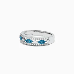 Rings|BH Multi Bella Bleu 14K White Gold Blue and White Diamond Ring, 0.42 TCW