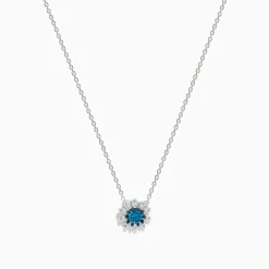 Necklaces & Pendants|Effy Jewelry Bella Bleu 14K White Gold Blue and White Diamond Pendant 0.60 TCW