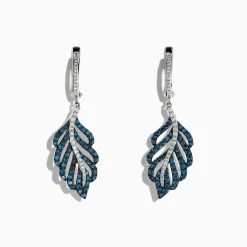 Earrings|Effy Jewelry Bella Bleu 14K White Gold Blue and White Diamond Earrings, 1.54 TCW