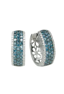 Earrings|Effy Jewelry Bella Bleu 14K White Gold Blue and White Diamond Earrings, 1.30 TCW
