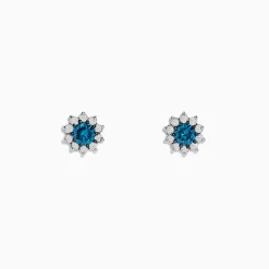 Earrings|Effy Jewelry Bella Bleu 14K White Gold Blue and White Diamond Earrings 0.80 TCW