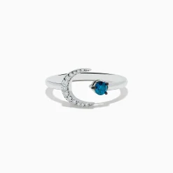 Rings|Effy Jewelry Bella Bleu 14K White Gold White and Blue Diamond Crescent Moon Ring