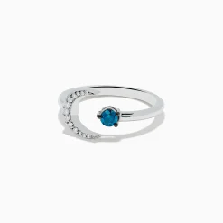 Rings|Effy Jewelry Bella Bleu 14K White Gold White and Blue Diamond Crescent Moon Ring