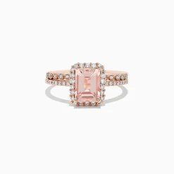 Rings|Effy Jewelry Blush 14K Rose Gold Morganite and Diamond Ring Set, 1.53 TCW