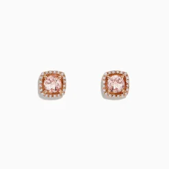 Earrings|BH Multi Blush 14K Rose Gold Morganite and Diamond Stud Earrings, 1.12 TCW