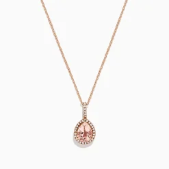 Necklaces & Pendants|BH Multi Blush 14K Rose Gold Morganite and Diamond Pendant, 1.75 TCW
