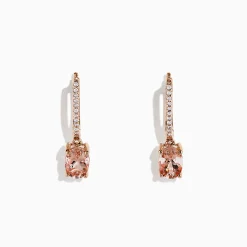 Earrings|BH Multi Blush 14K Rose Gold Morganite and Diamond Earrings, 1.49 TCW