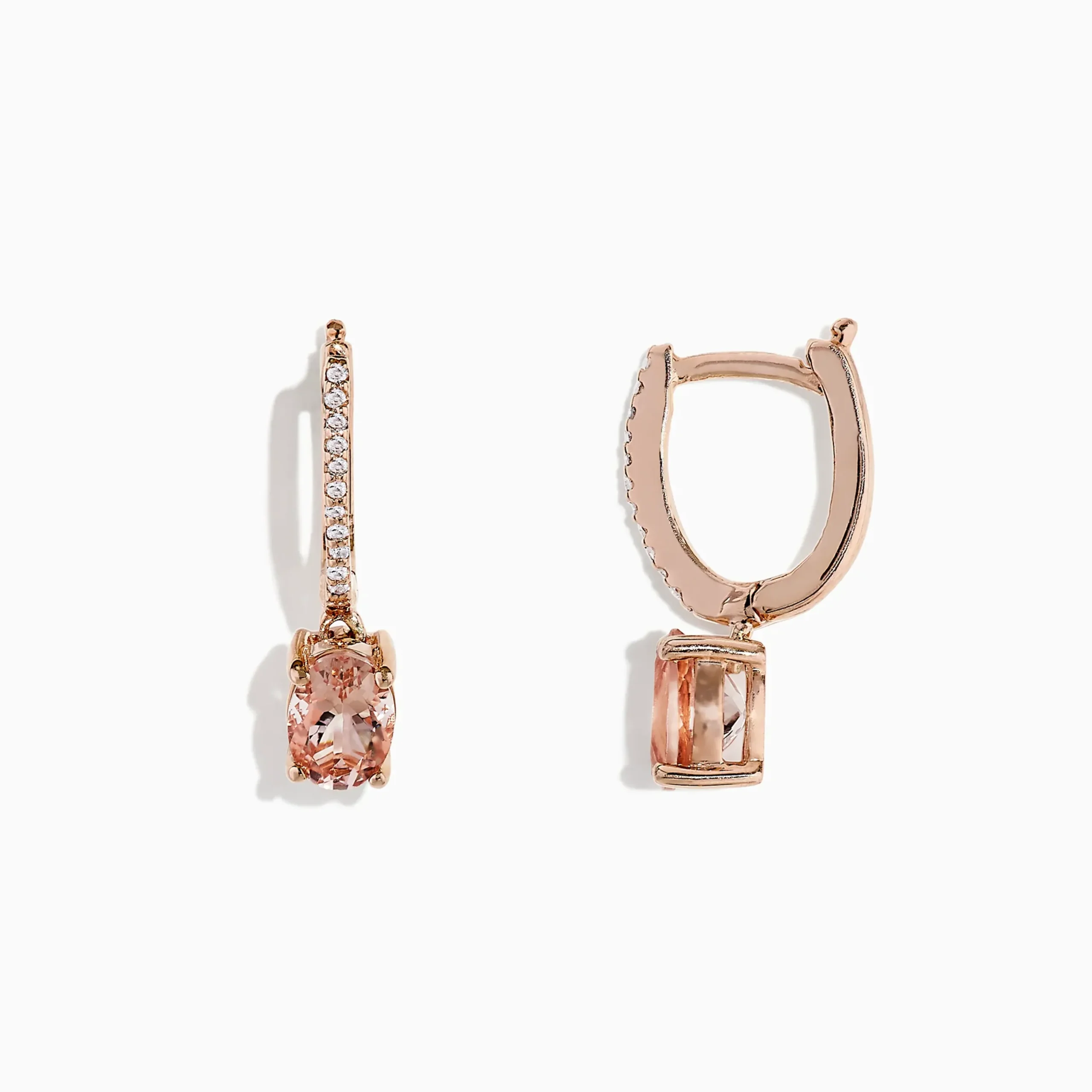 Earrings|BH Multi Blush 14K Rose Gold Morganite and Diamond Earrings, 1.49 TCW