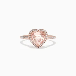 Rings|Effy Jewelry Blush 14K Rose Gold Morganite and Diamond Heart Ring, 1.93 TCW