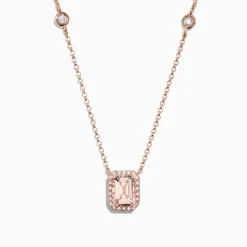 Necklaces & Pendants|Effy Jewelry Blush 14K Rose Gold Morganite and Diamond Necklace, 1.16 TCW