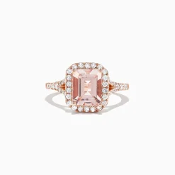 Rings|Effy Jewelry Blush 14K Rose Gold Morganite and Diamond Ring, 2.70 TCW