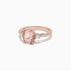 Rings|Effy Jewelry Blush 14K Rose Gold Morganite and Diamond Ring, 2.64 TCW
