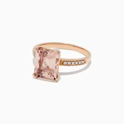 Rings|Effy Jewelry Blush 14K Rose Gold Morganite and Diamond Ring, 2.64 TCW