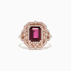 Rings|Effy Jewelry Bordeaux 14K Rose Gold Rhodolite Garnet and Diamond Ring, 2.89 TCW