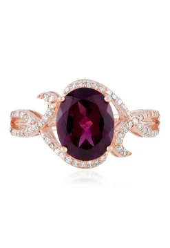 Rings|Effy Jewelry Bordeaux 14K Rose Gold Rhodolite Garnet and Diamond Ring, 3.11 TCW