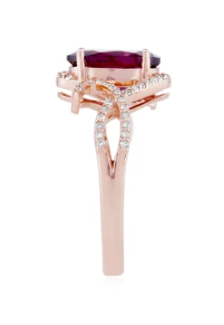 Rings|Effy Jewelry Bordeaux 14K Rose Gold Rhodolite Garnet and Diamond Ring, 3.11 TCW