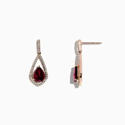Earrings|BH Multi Bordeaux 14K Rose Gold Rhodolite Garnet and Diamond Earrings, 2.79 TCW