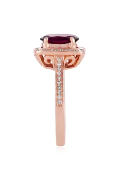 Rings|Effy Jewelry Bordeaux 14K Rose Gold Rhodolite Garnet and Diamond Ring, 2.48 TCW
