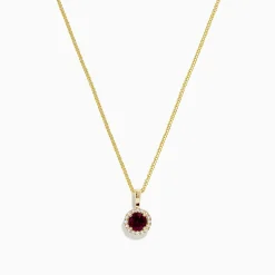 Necklaces & Pendants|BH Multi Bordeaux 14K Yellow Gold Garnet and Diamond Pendant, 0.61 TCW