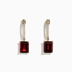 Earrings|BH Multi Bordeaux 14K Yellow Gold Garnet and Diamond Earrings, 6.04 TCW