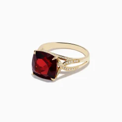 Rings|Effy Jewelry Bordeaux 14K Yellow Gold Garnet and Diamond Ring
