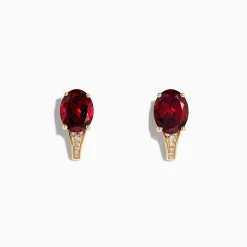 Earrings|BH Multi Bordeaux 14K Yellow Gold Garnet and Diamond Earrings, 4.77 TCW