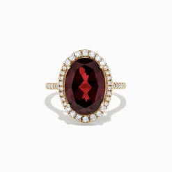 Rings|BH Multi Bordeaux 14K Yellow Gold Garnet and Diamond Cocktail Ring, 7.78 TCW