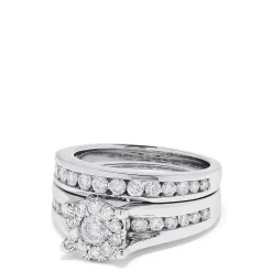 Rings|Effy Jewelry Bouquet 14K White Gold Channel Set Diamond Engagement u0026 Wedding Ring Set, 1.48 TCW