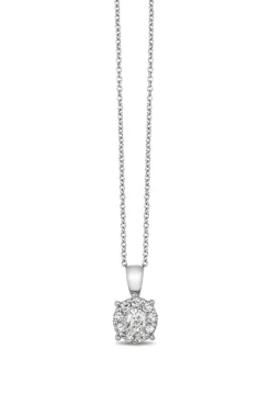 Necklaces & Pendants|Effy Jewelry Bouquet 14K White Gold Diamond Cluster Pendant, 0.47 TCW