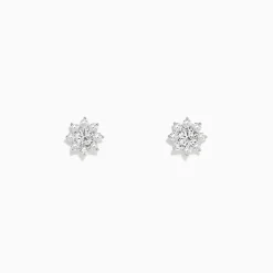 Earrings|BH Multi Bouquet 14K White Gold Diamond Flower Stud Earrings, 0.61 TCW