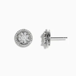 Earrings|Effy Jewelry Bouquet 14k White Gold Diamond Cluster Stud Earrings 0.99 TCW