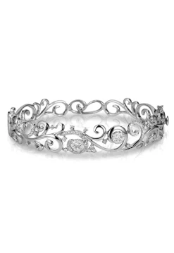 Bracelets|Effy Jewelry Bouquet 14K White Gold Diamond Filigree Bangle, 0.89 TCW