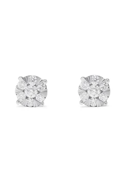 Earrings|Effy Jewelry Bouquet 14K White Gold Diamond Cluster Stud Earrings, 1.14 TCW