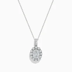 Necklaces & Pendants|Effy Jewelry Bouquet 14K White Gold Oval Diamond Pendant