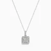 Necklaces & Pendants|Effy Jewelry Bouquet 14K White Gold Square Diamond Cluster Pendant 0.74 TCW