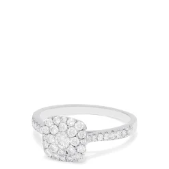 Rings|Effy Jewelry Bouquet 14K White Gold Square Shaped Diamond Cluster Ring, 0.63 TCW