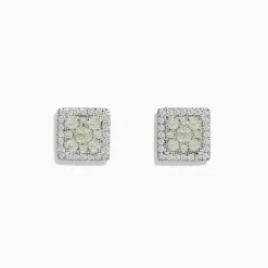 Earrings|Effy Jewelry Bouquet 14K White Gold Square Diamond Cluster Stud Earrings 0.97 TCW