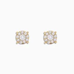 Earrings|Effy Jewelry Bouquet 14K Yellow Gold Diamond Cluster Stud Earrings, 0.50 TCW