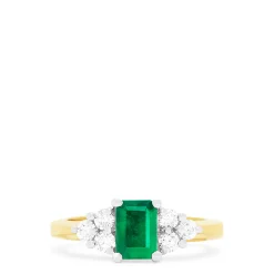 Rings|Effy Jewelry Brasilica 14K 2-Tone Gold Emerald and Diamond Ring, 1.36 TCW