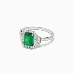 Rings|BH Multi Brasilica 14K Two Tone Gold Emerald and Diamond Ring, 1.90 TCW