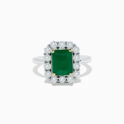 Rings|Effy Jewelry Brasilica 14K Two-Tone Gold Emerald and Diamond Ring