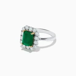 Rings|Effy Jewelry Brasilica 14K Two-Tone Gold Emerald and Diamond Ring