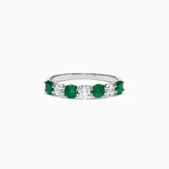 Rings|Effy Jewelry Brasilica 14K White Gold Emerald and Diamond Ring, 1.12 TCW