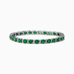 Bracelets|Effy Jewelry Brasilica 14K White Gold Emerald Tennis Bracelet