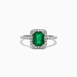 Rings|Effy Jewelry Brasilica 14K White Gold Emerald and Diamond Ring, 1.69 TCW