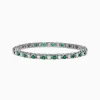 Bracelets|Effy Jewelry Brasilica 14K White Gold Emerald and Diamond Tennis Bracelet, 4.78 TCW