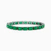 Bracelets|Effy Jewelry Brasilica 14K White Gold Emerald and Diamond Tennis Bracelet