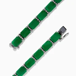 Bracelets|Effy Jewelry Brasilica 14K White Gold Emerald and Diamond Tennis Bracelet